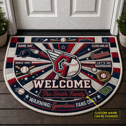 Official-Inspired Baseball Fan Custom Quilted Print Premium Welcome Mat Washable Black Border – Personalized Baseball Doormat