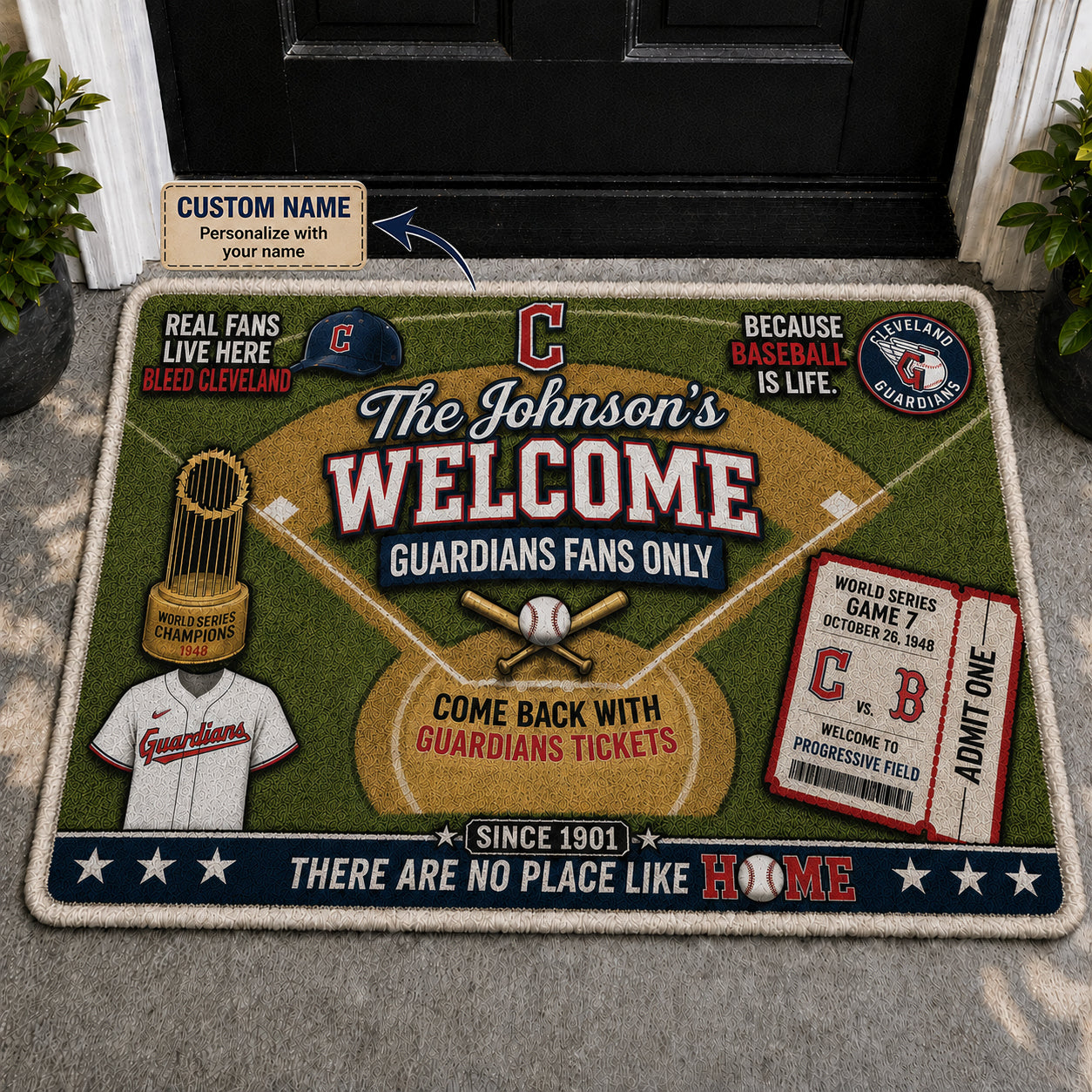 Alfombra personalizada de bienvenida premium de equipo de la MLB – Felpudo de béisbol personalizado