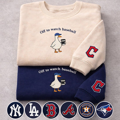 Off to watch Baseball Embroidered Logo Premium Quarter Zip Sweatshirt, Unisex Football Sweatshirt