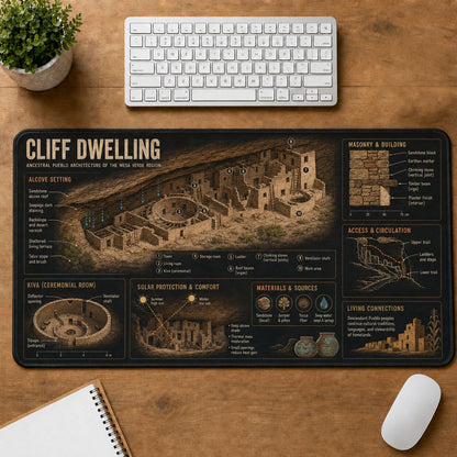 Cliff Dwelling Cultural Heritage Visual Guide Desk Mat | 5To9Vibe