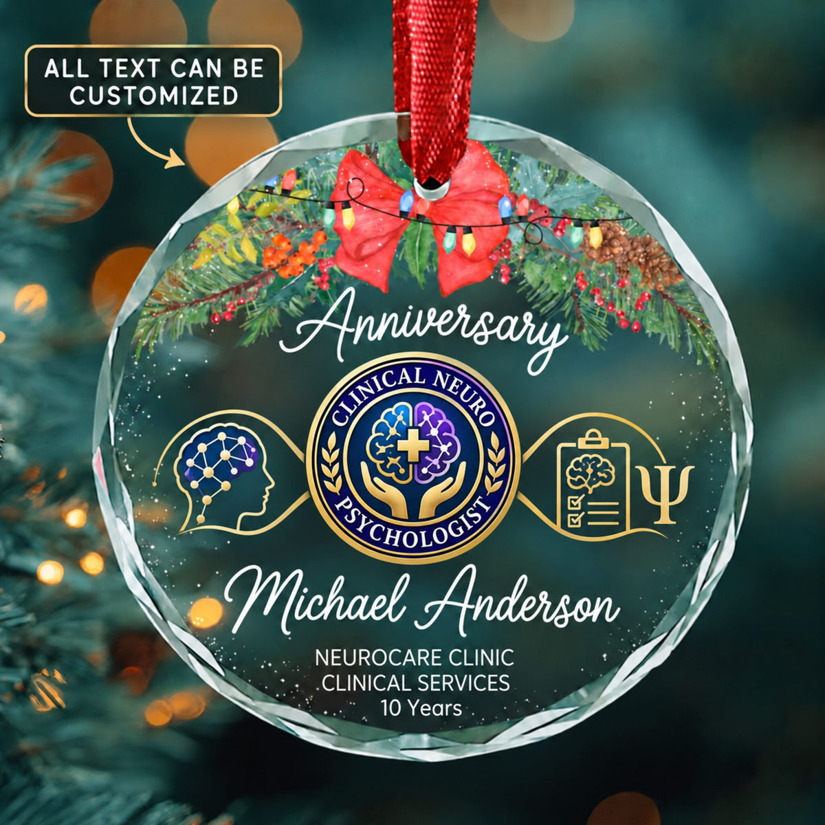 Clinical Neuropsychologists Personalized Glass Ornament | 5To9Vibe