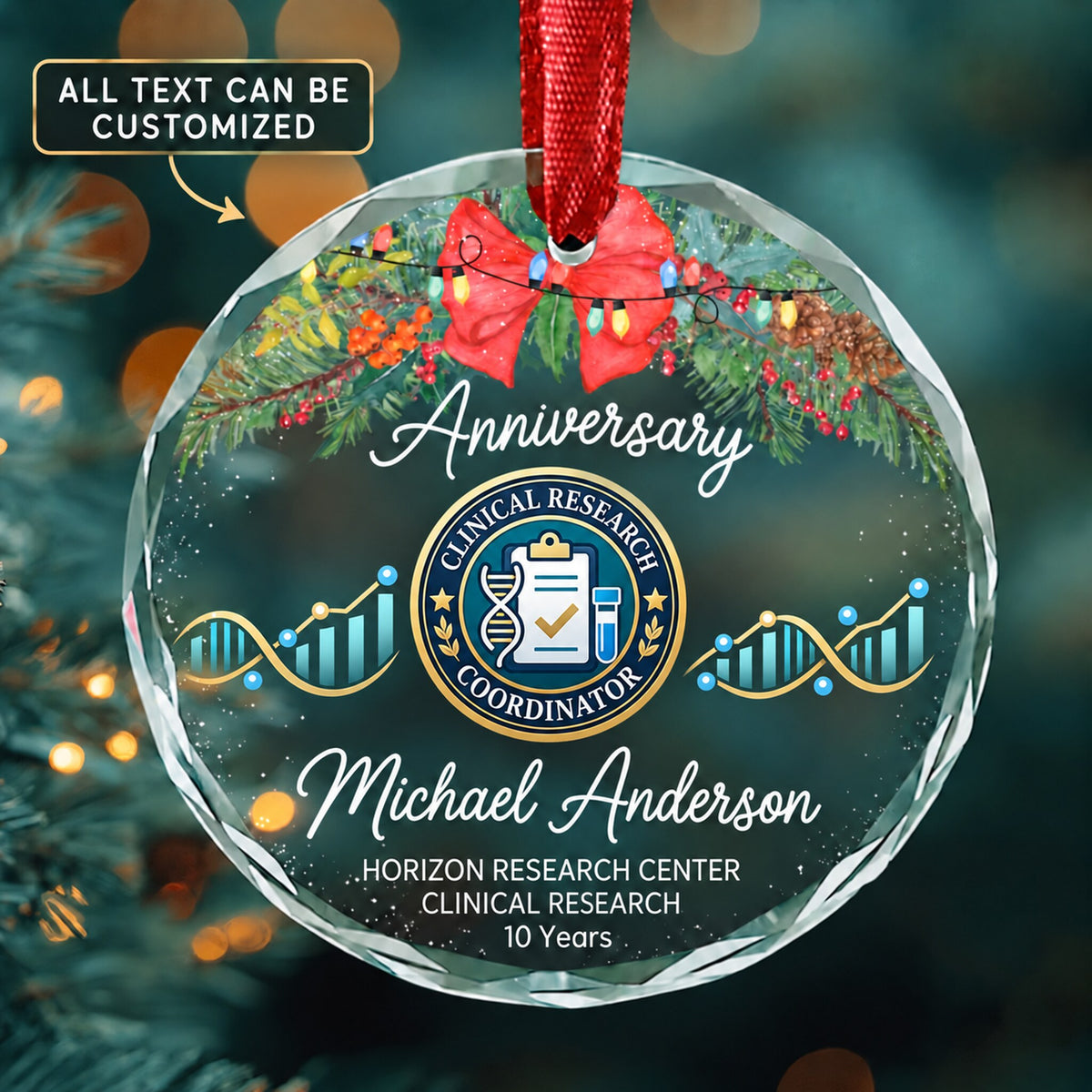 Clinical Research Coordinators Personalized Glass Ornament | 5To9Vibe