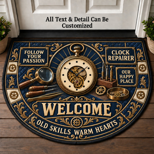 Clock Repairer Personalized Half Round Mat | 5To9Vibe