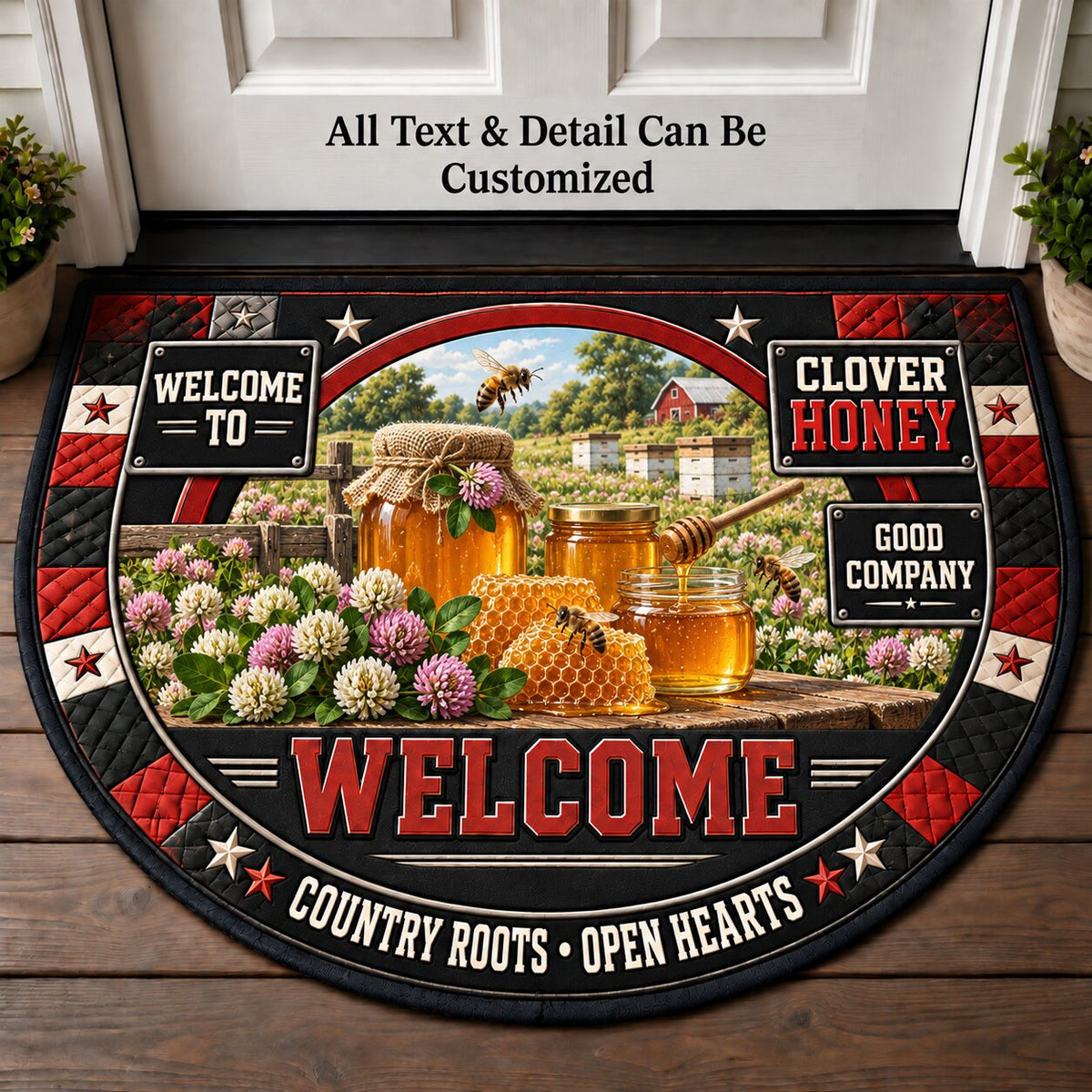 Clover Honey Personalized Half Round Mat | 5To9Vibe