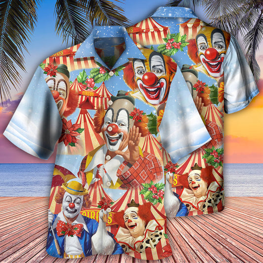 Clown Merry Christmas Flowers - Hawaiian Shirt 