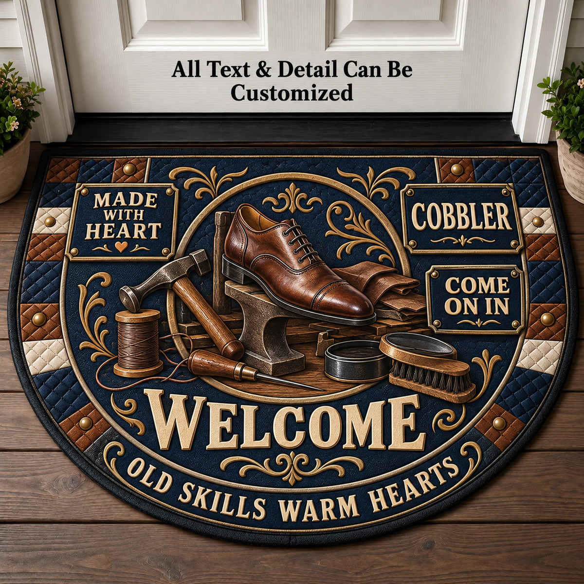 Cobbler Personalized Half Round Mat | 5To9Vibe