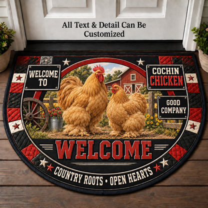 Cochin Chicken Personalized Half Round Mat | 5To9Vibe