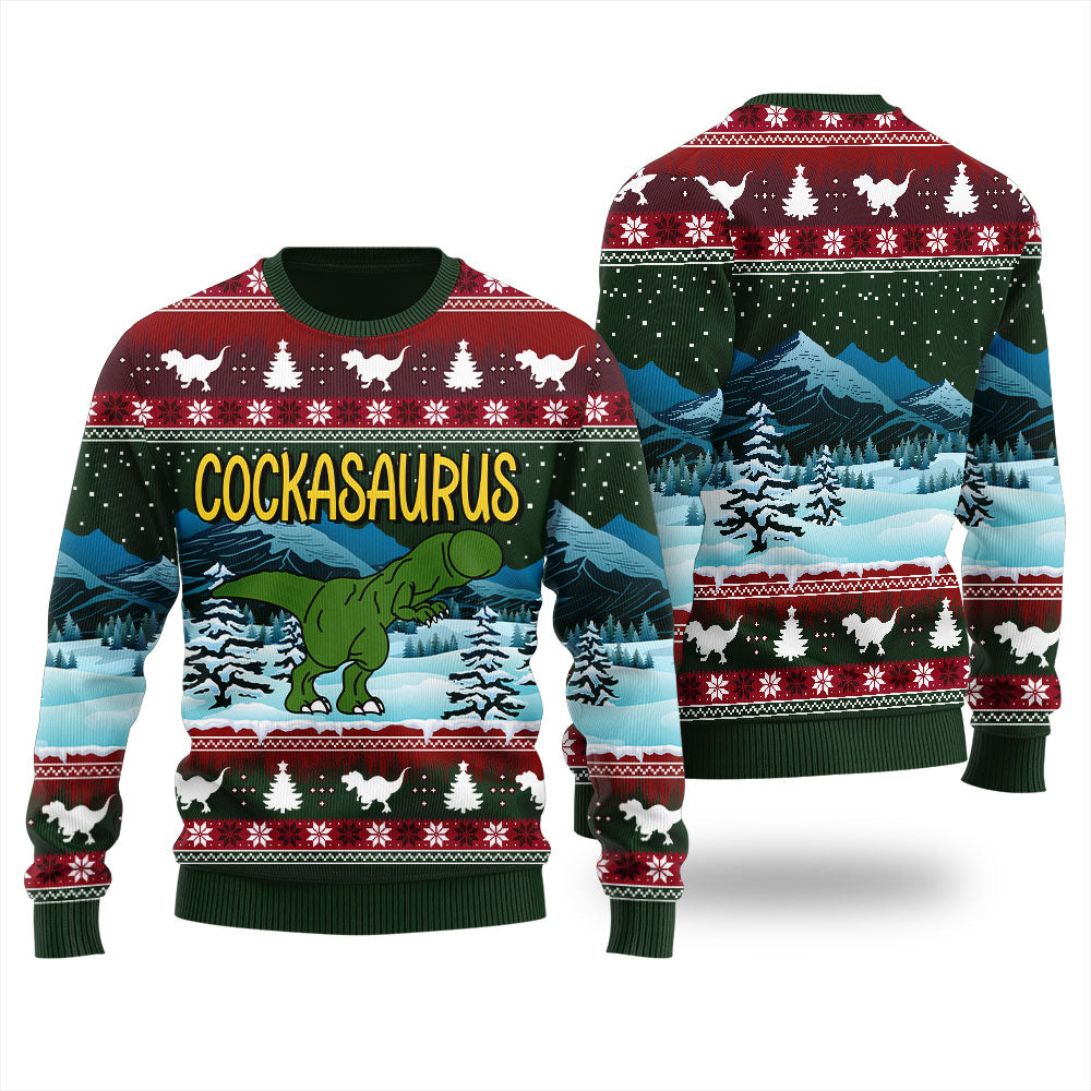 Cock Dinosaur Naughty Ugly Christmas Sweater For Women