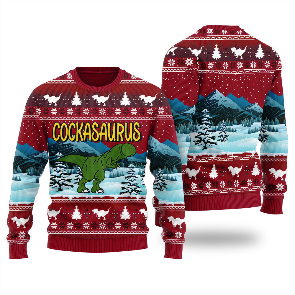 Naughty Cockasaurus Men's Ugly Christmas Sweater