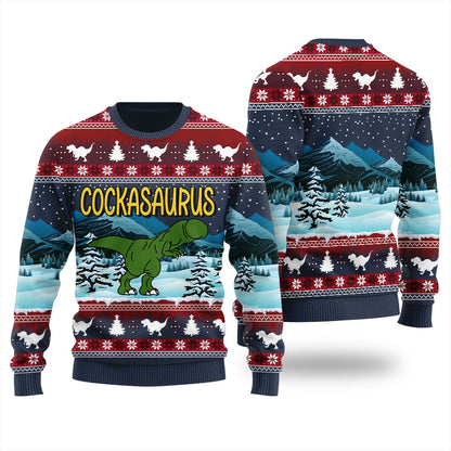 Naughty Cockasaurus Men's Ugly Christmas Sweater