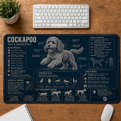 Cockapoo Dog Breed Visual Guide Desk Mat | 5To9Vibe