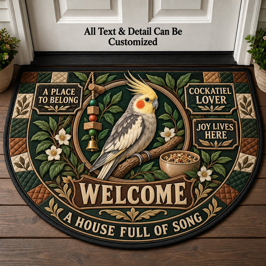 Cockatiel Lover Personalized Half Round Mat | 5To9Vibe