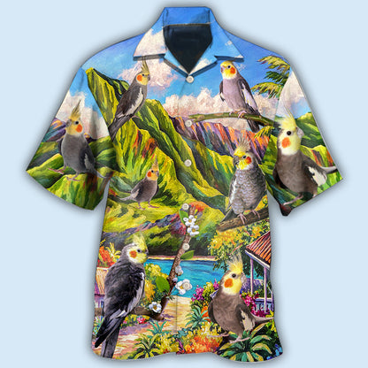 Parrot Cockatiel Beautiful Landscape - Hawaiian Shirt 