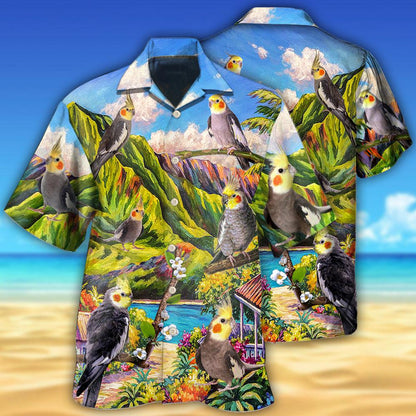 Parrot Cockatiel Beautiful Landscape - Hawaiian Shirt 