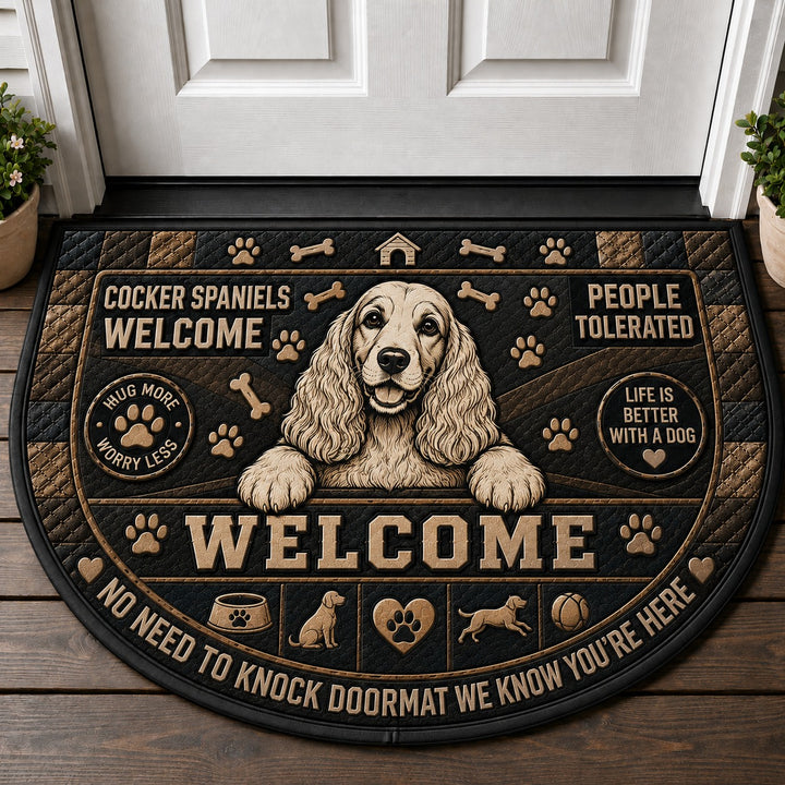 Cocker Spaniel Dog Breed Lover Quilted Print Premium Welcome Mat – Personalized Doormat