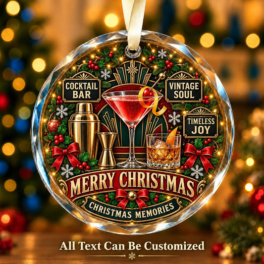 Cocktail Bar Personalized Glass Ornament | 5To9Vibe