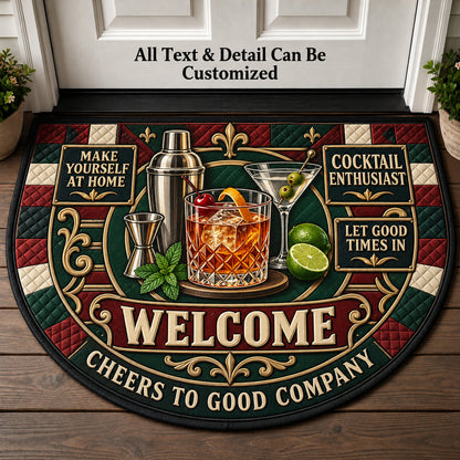 Cocktail Enthusiast Personalized Half Round Mat | 5To9Vibe
