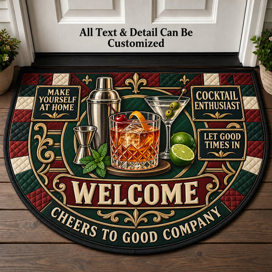 Cocktail Enthusiast Personalized Half Round Mat | 5To9Vibe
