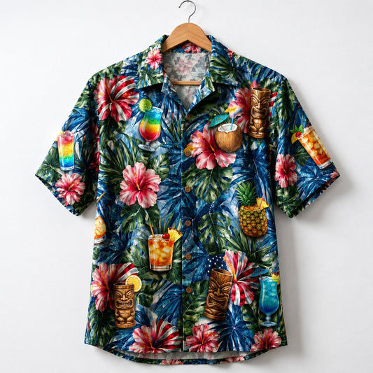 Cocktail Tiki Bar Lover America 4th July 250 Years Anniversary Premium Unisex Hawaiian Shirt For Men and Women