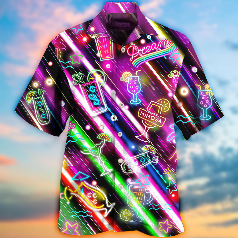 Cocktail Mimosa Happy Hour Stunning Neon Style - Hawaiian Shirt 