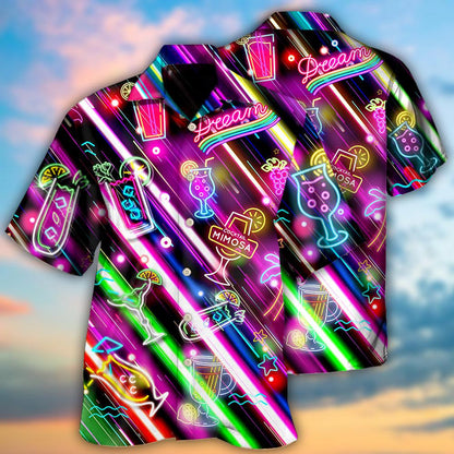 Cocktail Mimosa Happy Hour Stunning Neon Style - Hawaiian Shirt 
