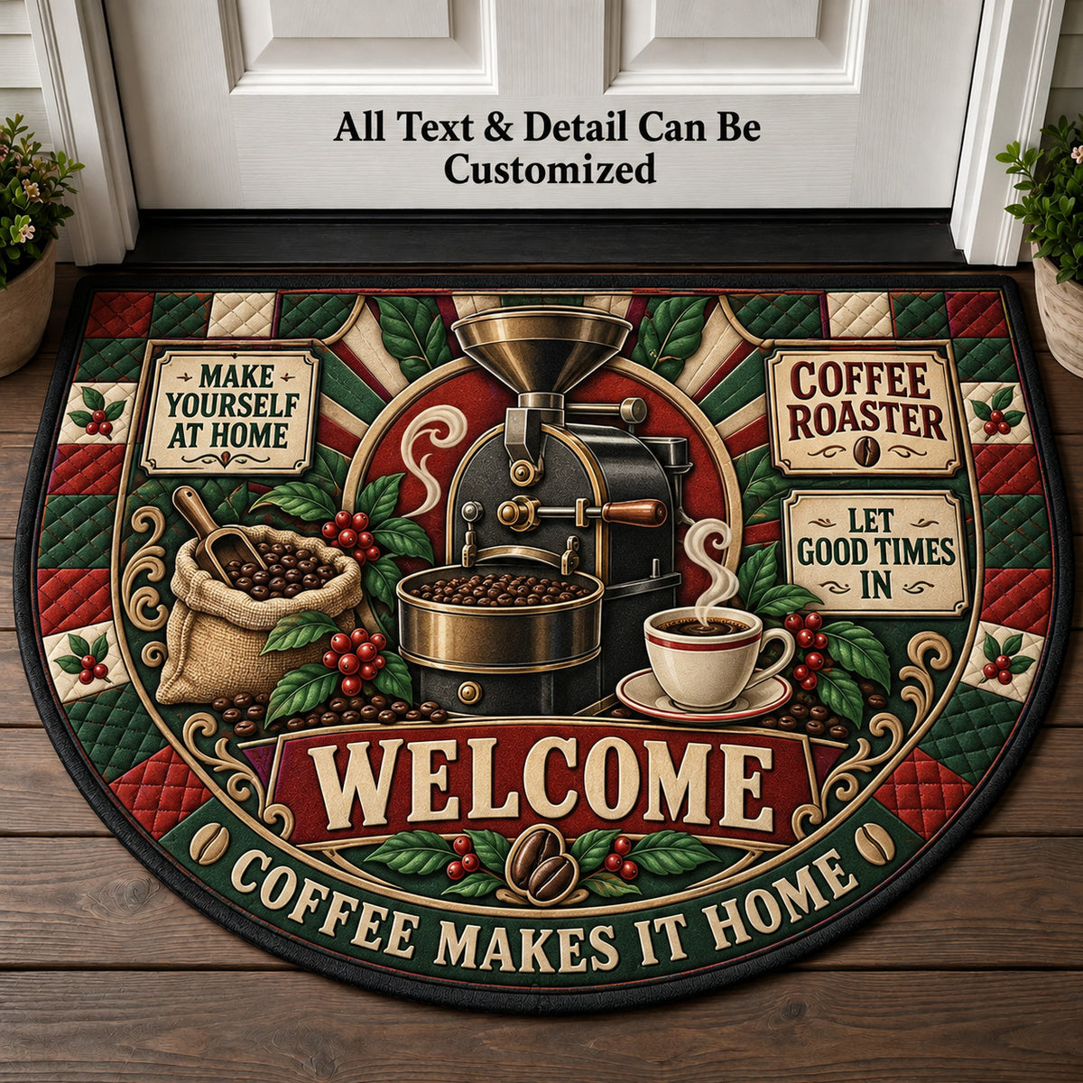 Coffee Roaster Personalized Half Round Mat | 5To9Vibe