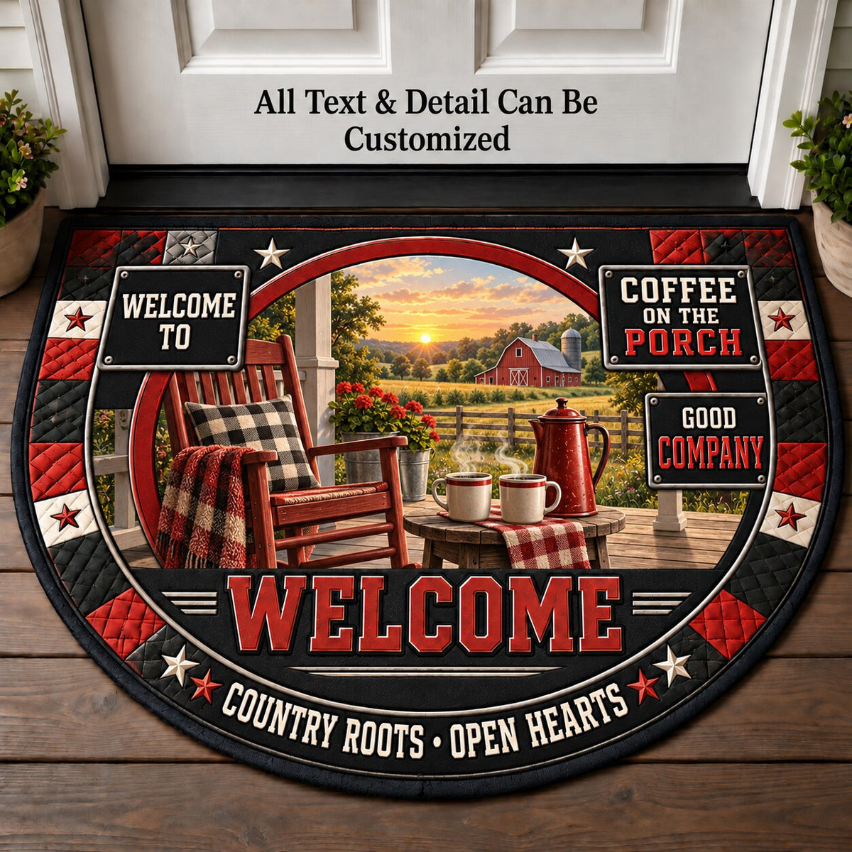Coffee on the Porch Personalized Half Round Mat | 5To9Vibe