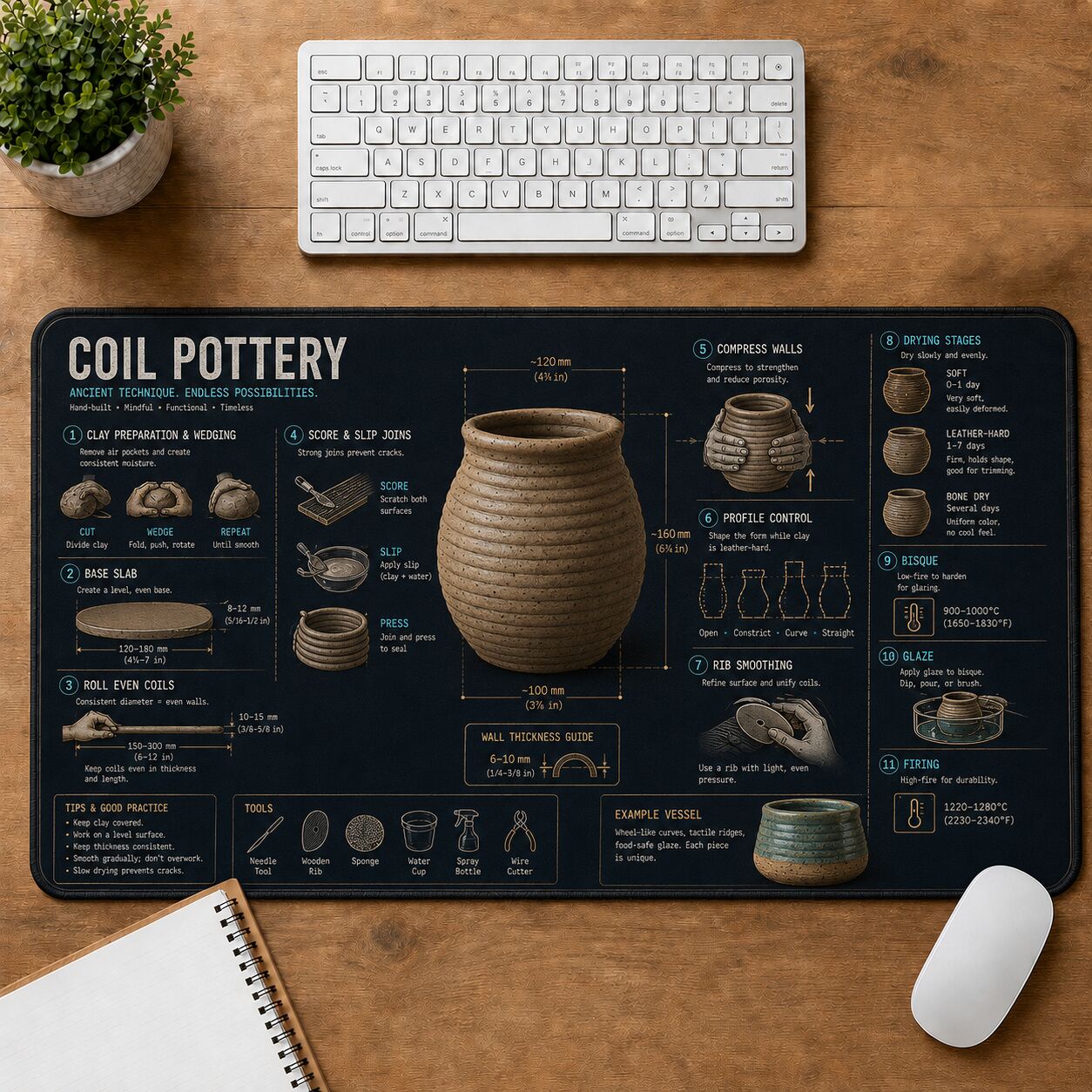 Coil Pottery Creative Reference Guide Desk Mat | 5To9Vibe