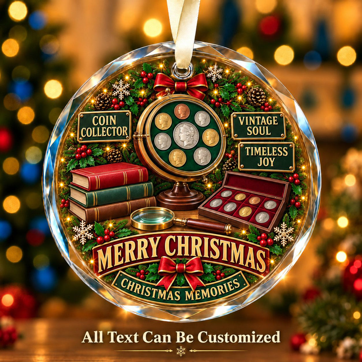 Coin Collector Personalized Glass Ornament | 5To9Vibe