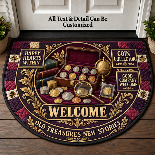 Coin Collector Personalized Half Round Mat | 5To9Vibe