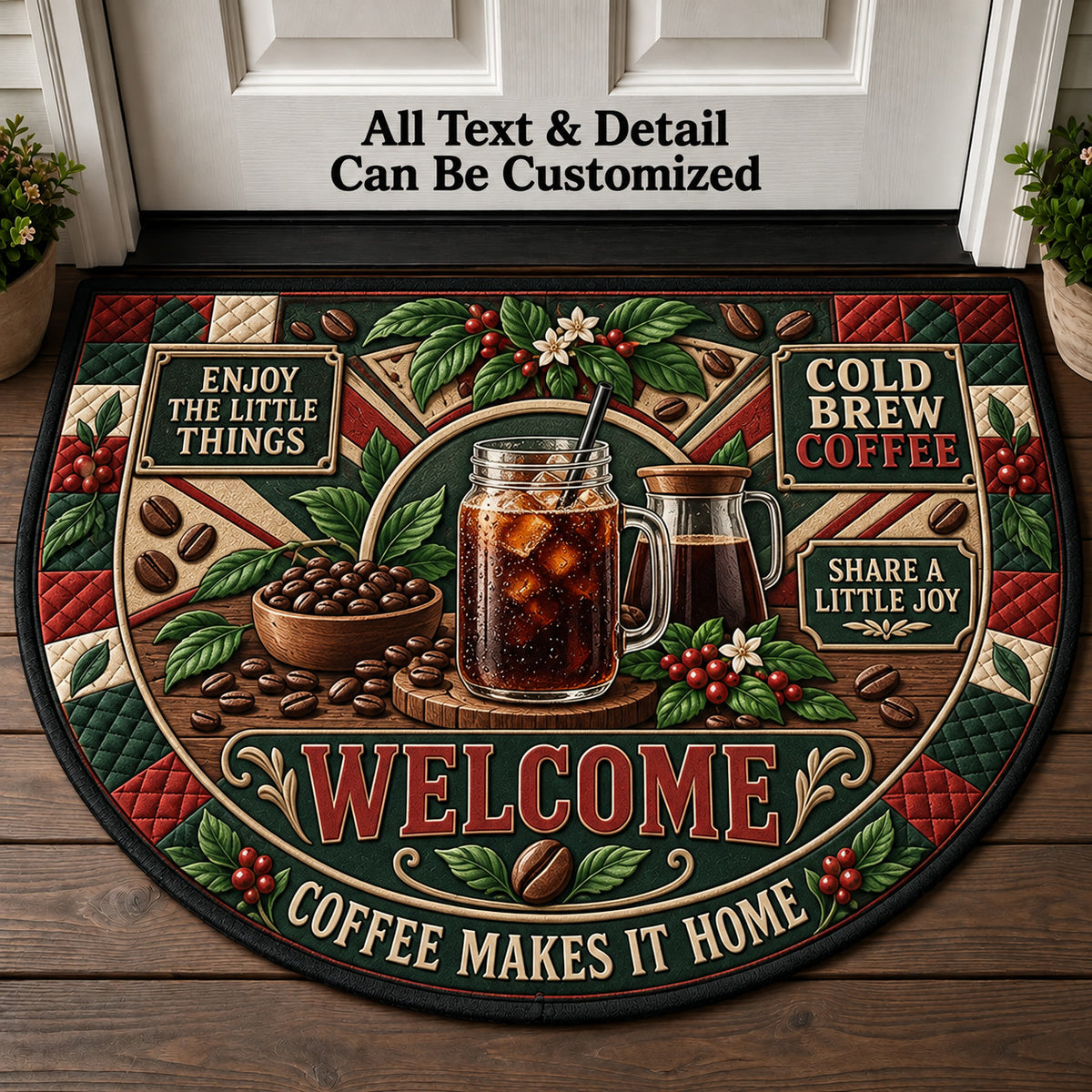 Cold Brew Coffee Personalized Half Round Mat | 5To9Vibe