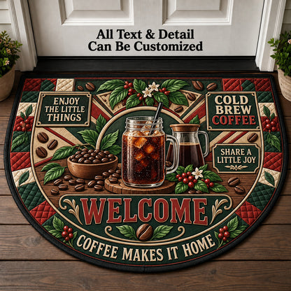 Cold Brew Coffee Personalized Half Round Mat | 5To9Vibe