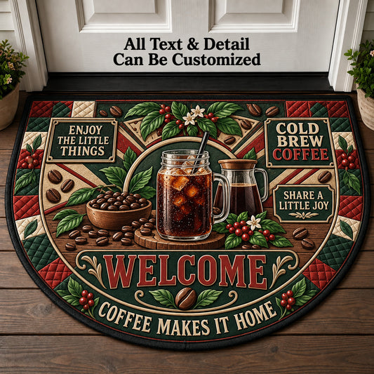Cold Brew Coffee Personalized Half Round Mat | 5To9Vibe