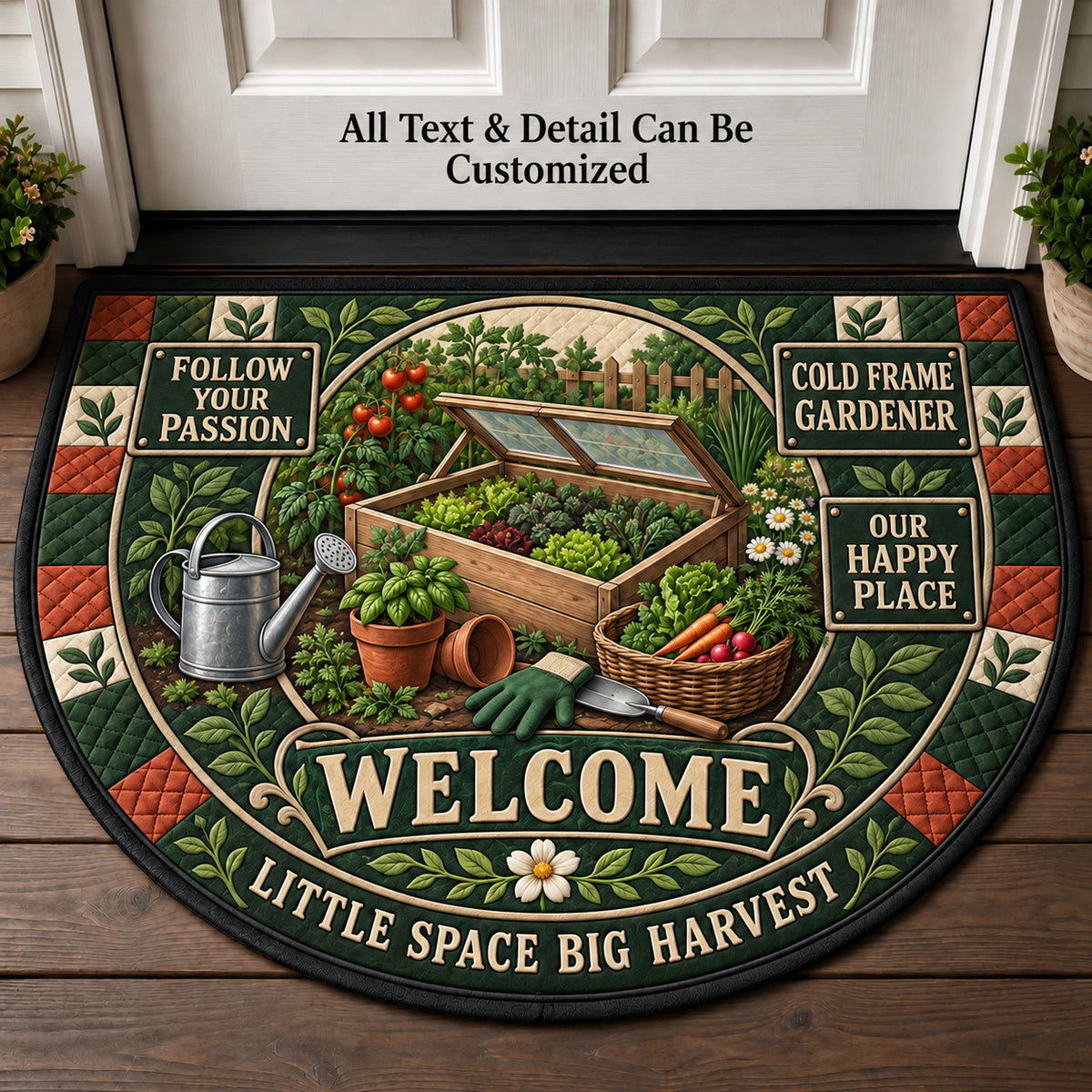 Cold Frame Gardener Personalized Half Round Mat | 5To9Vibe