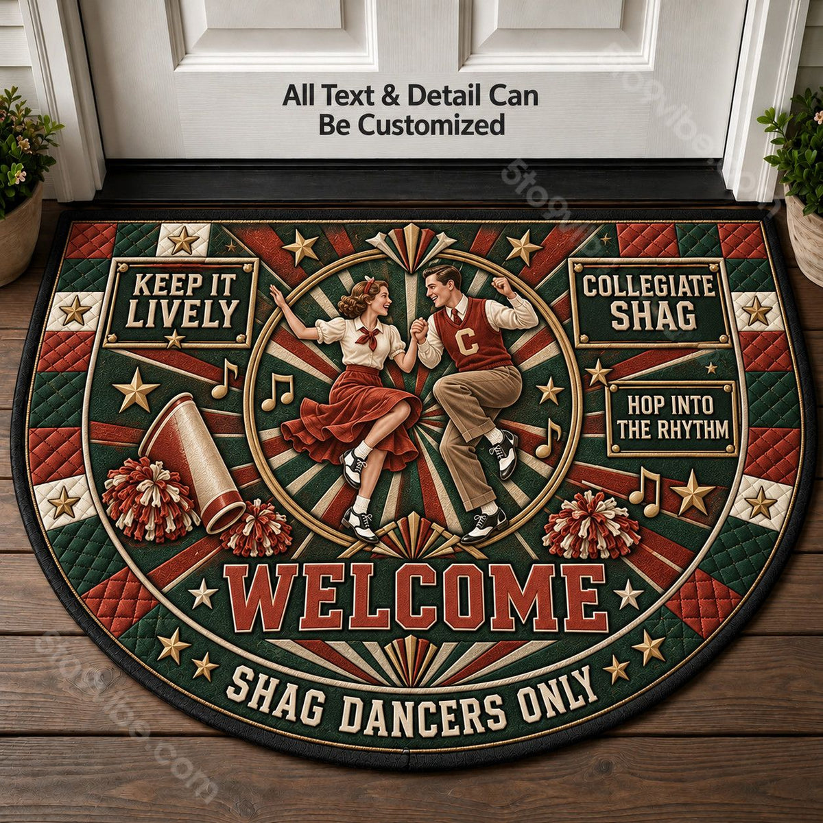 Collegiate Shag Personalized Half Round Mat | 5To9Vibe
