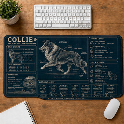 Collie Dog Breed Visual Guide Desk Mat | 5To9Vibe