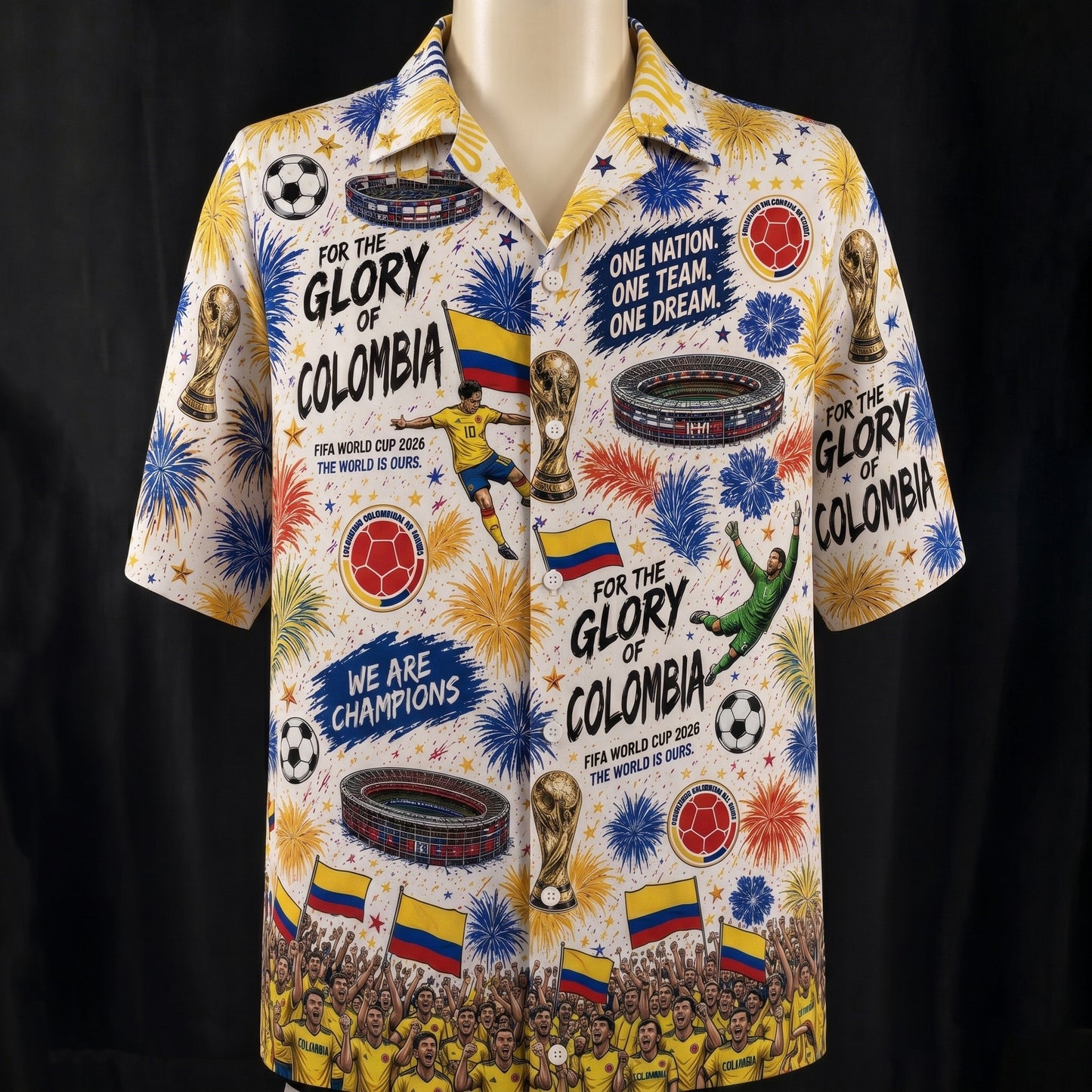All Teams World Cup 2026 Champion USA Football Soccer Unisex Button-Up Hawaiian Shirt For Men & Women