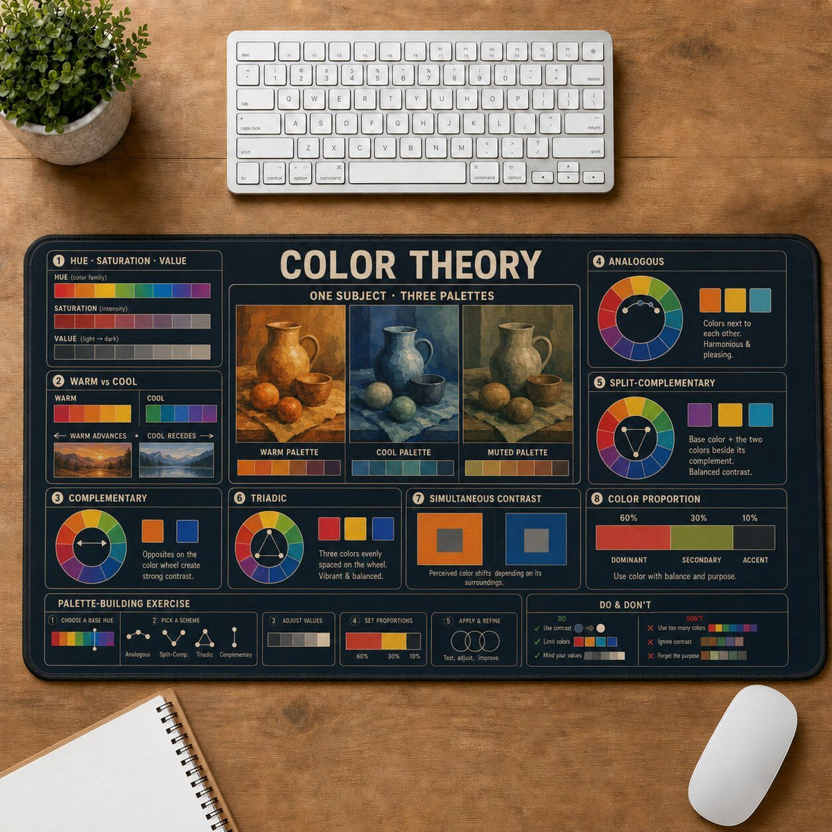 Color Theory Creative Reference Guide Desk Mat | 5To9Vibe