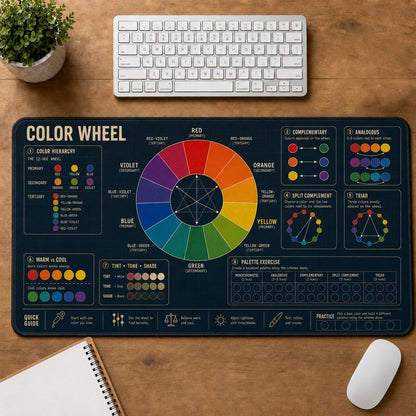 Color Wheel Creative Reference Guide Desk Mat | 5To9Vibe