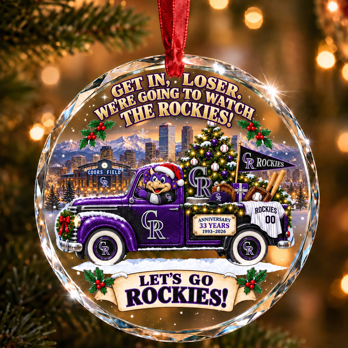 Baseball team Style 10 Glass Ornament mockup | 5To9Vibe