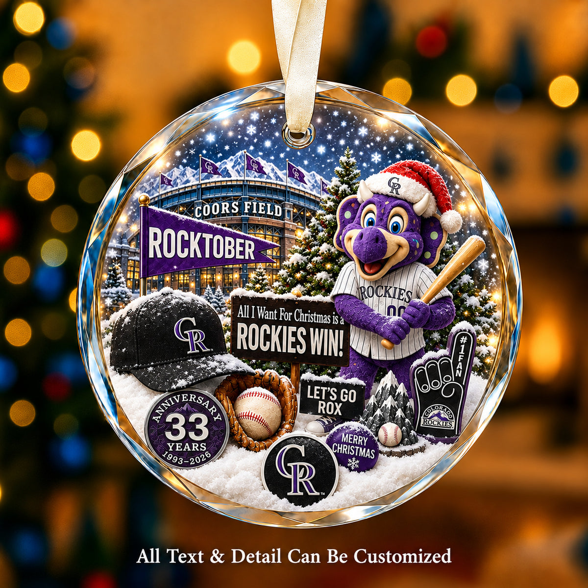 Baseball team Style 10 Glass Ornament mockup | 5To9Vibe