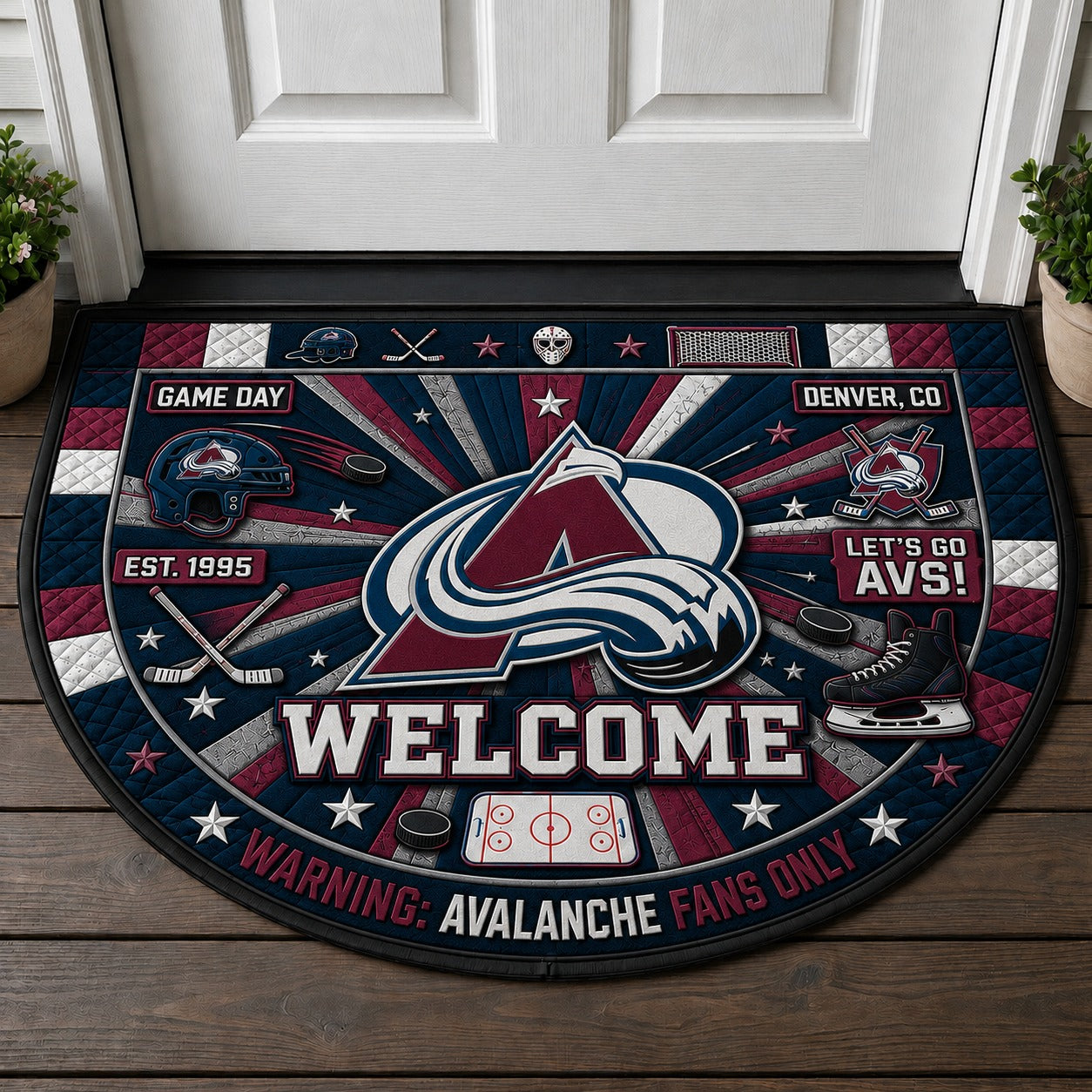 Hockey All Teams Custom Quilted Print Premium Welcome Mat – Personalized Baseball Doormat