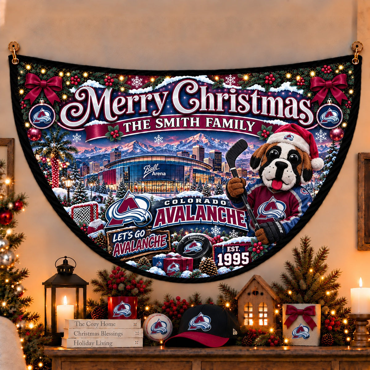 All Hockey Teams Personalized Christmas Night Bunting Flag - 5to9vibe
