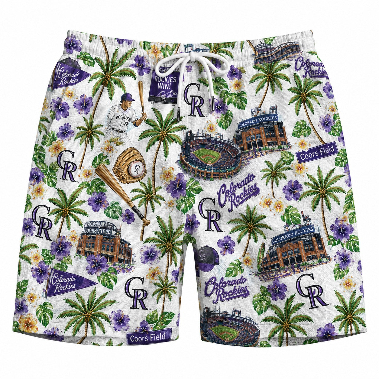 CC Baseball Teams Scenic Pattern Button-Up Unisex Hawaiian Shirt For Men and Women