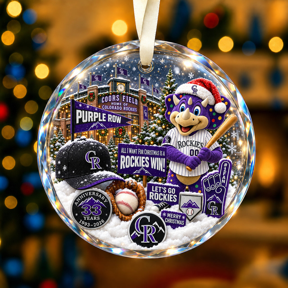 All Baseball Teams Christmas Snow Vibe Round Glass Ornament  With Red Gift Box | 5to9vibe