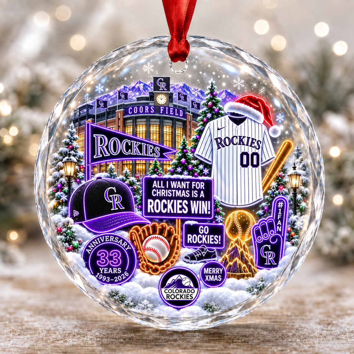Adorno de vidrio de béisbol, 3 unidades con caja de regalo, equipo de béisbol de Navidad - Adorno de vidrio