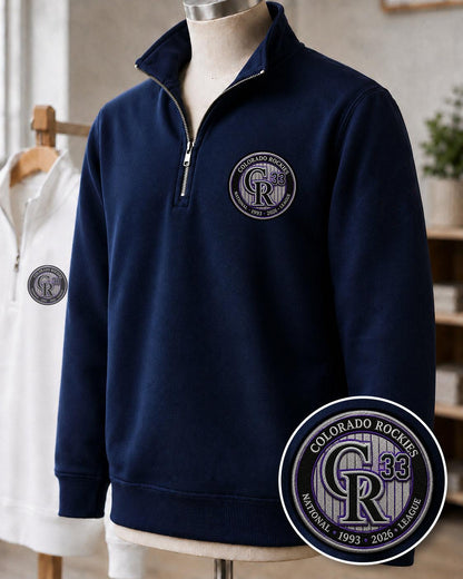 All Baseball Teams Embroidered Logo Anniversary  Premium Quarter Zip Sweatshirt, Inspired Quarter Zip Sweater, Unisex Baseball Sweatshirt