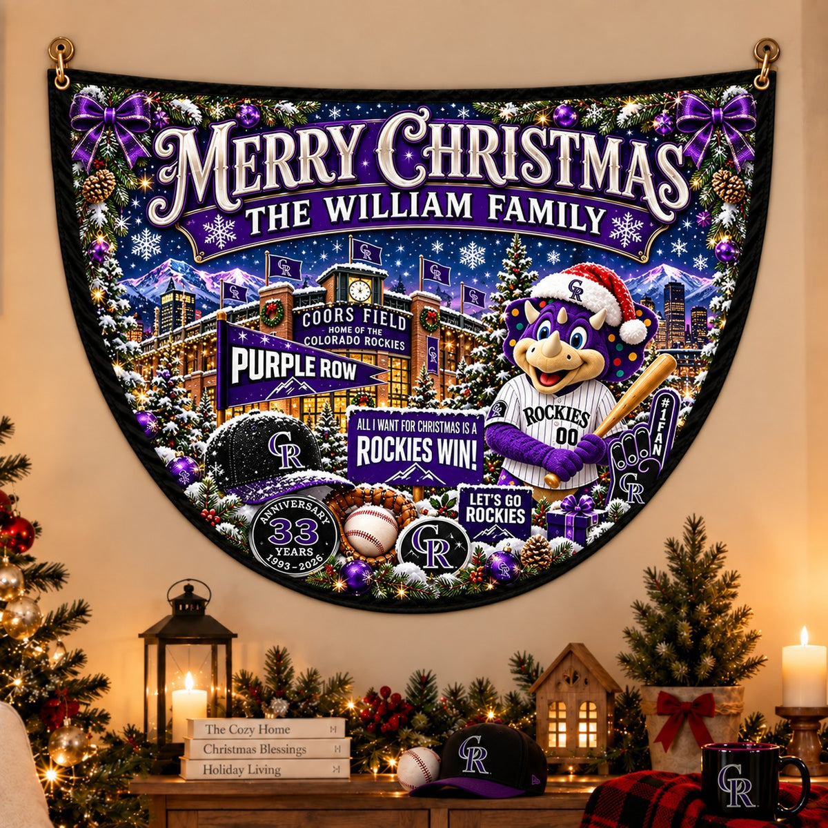 All Baseball Teams Personalized Christmas Night Bunting Flag - 5to9vibe