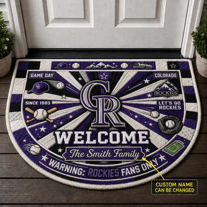 Official-Inspired Baseball Fan Custom Quilted Print Premium Welcome Mat Washable Black Border – Personalized Baseball Doormat