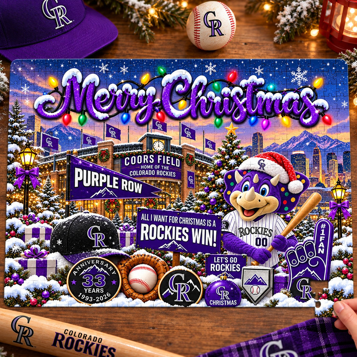 All Baseball Teams Baseball Stadium Personalized  Christmas Jigsaw Puzzle – Choose Your Team, 500 Pieces